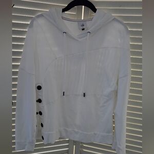 Cabi White Button-Accent Hoodie